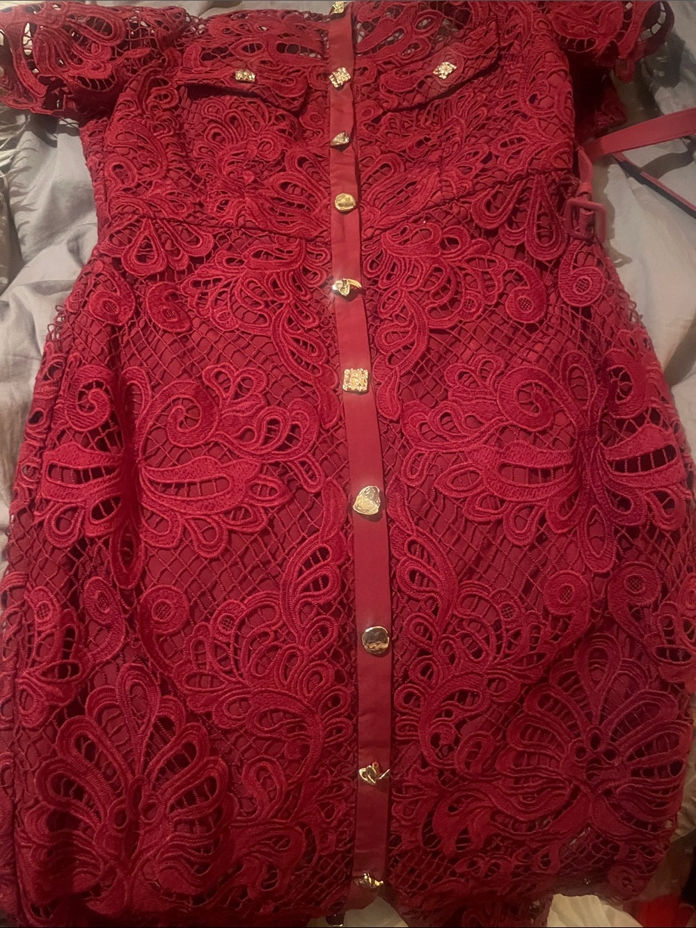 Self portrait lace burgundy dress us4 guipure stunning - Picture 7 of 9